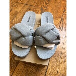 NEW $198 Johnny Was Ojai Sandal Size 10 Women's Blue Denim Slide Sandal